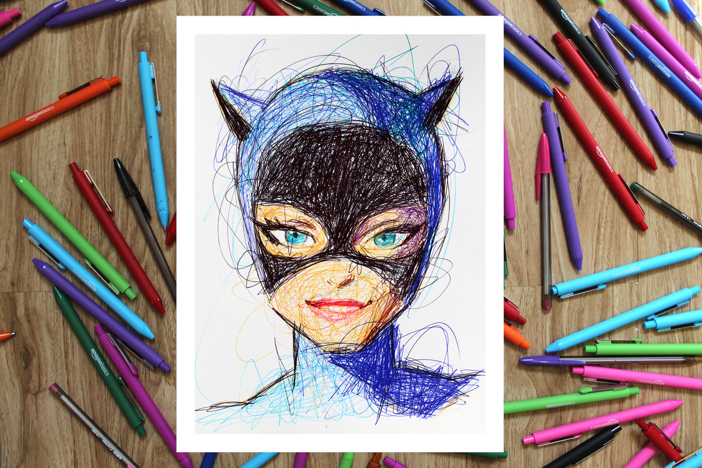 Cat Woman Ballpoint Pen Print