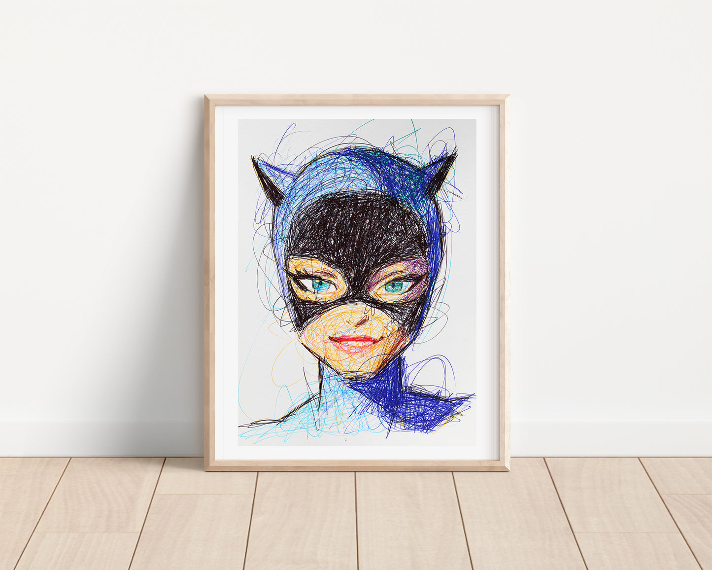 Cat Woman Ballpoint Pen Print