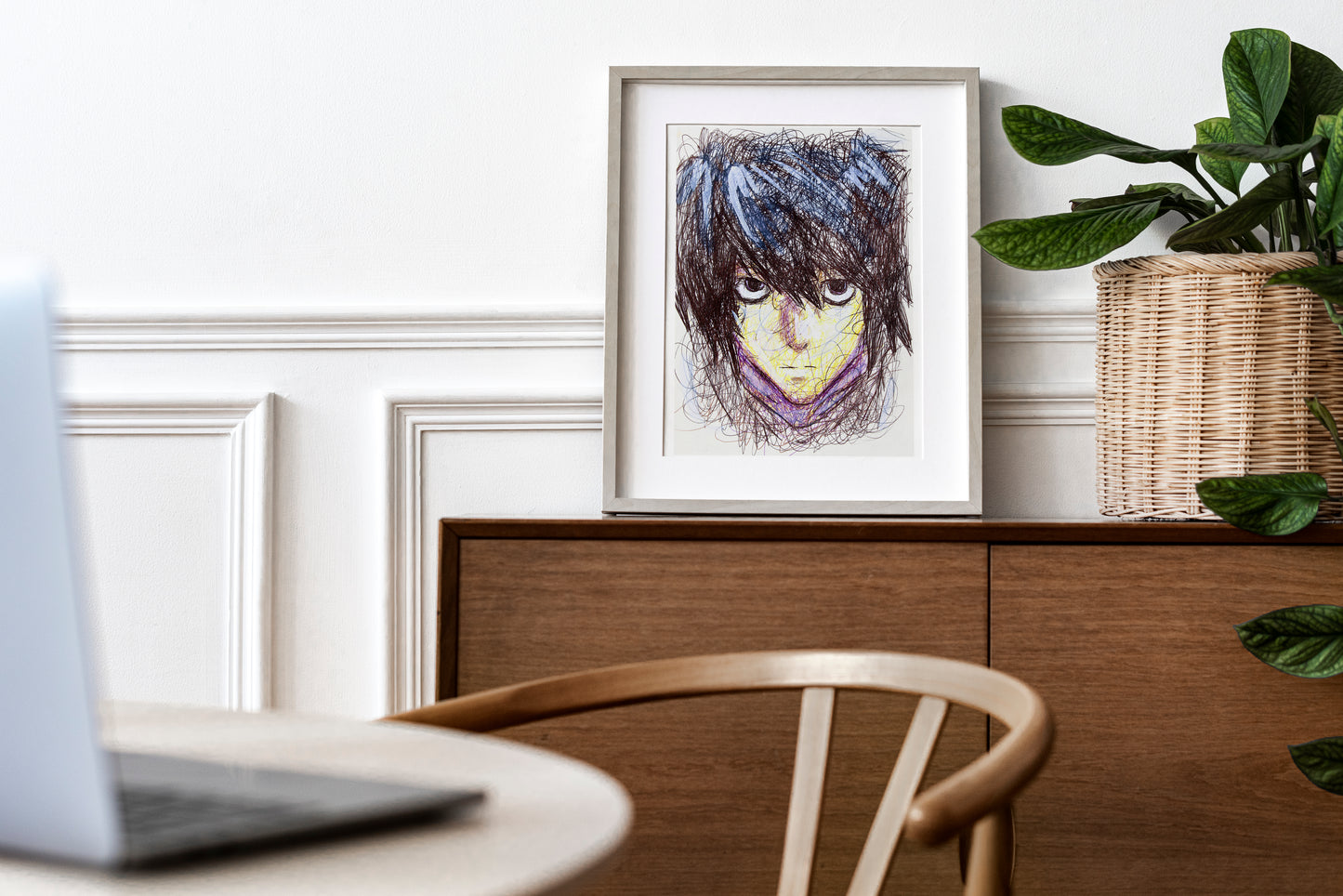 L Ballpoint Pen Scribble Art Print