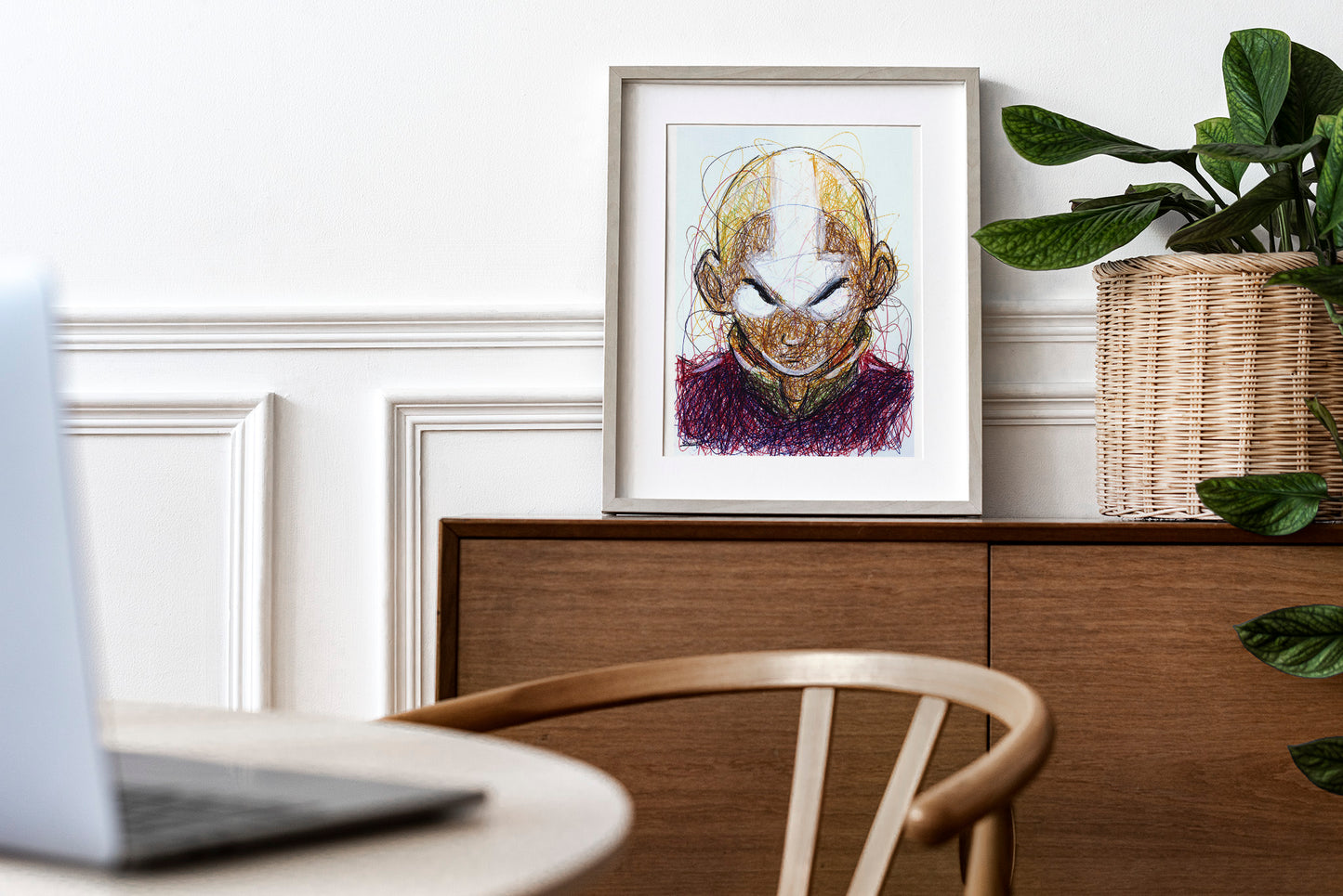 Aang Ballpoint Pen Scribble Art Print