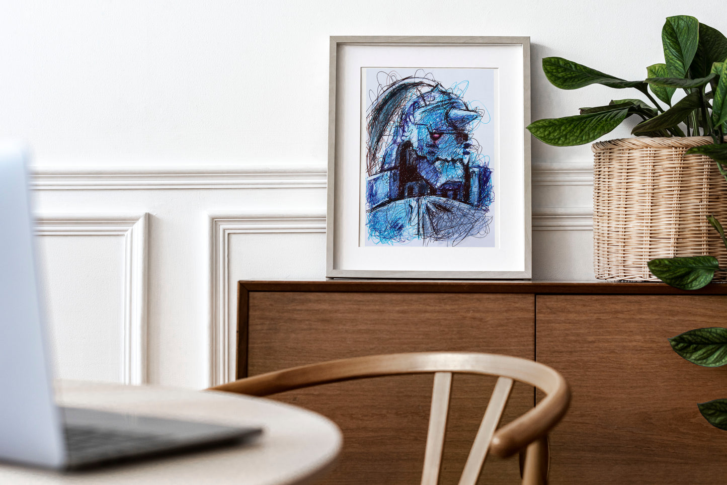Alphonse Ballpoint Pen Scribble Art Print