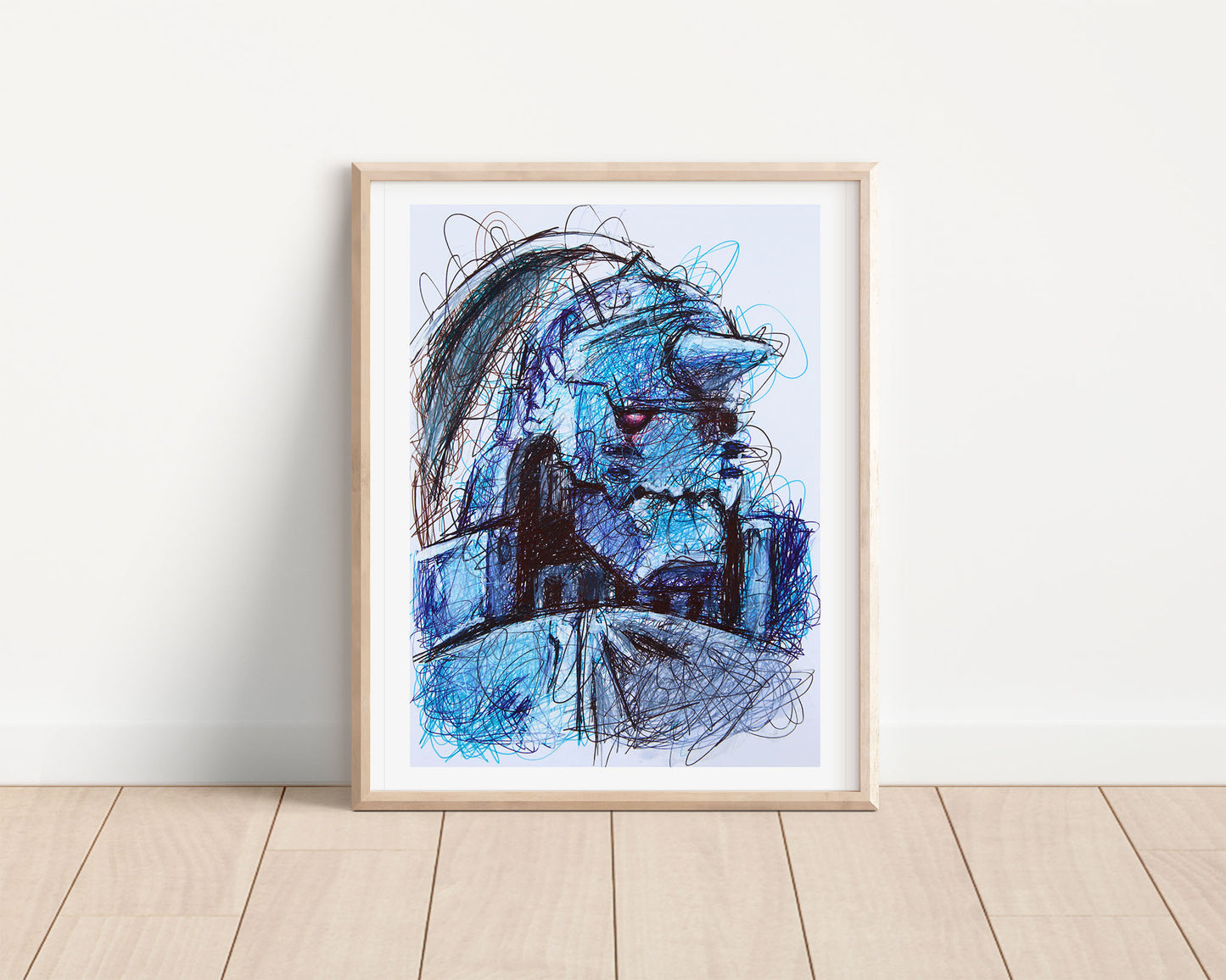 Alphonse Ballpoint Pen Scribble Art Print