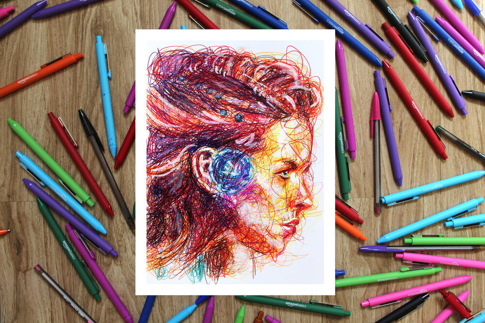 Aloy Ballpoint Pen Scribble Art Print-Cody James by Cody