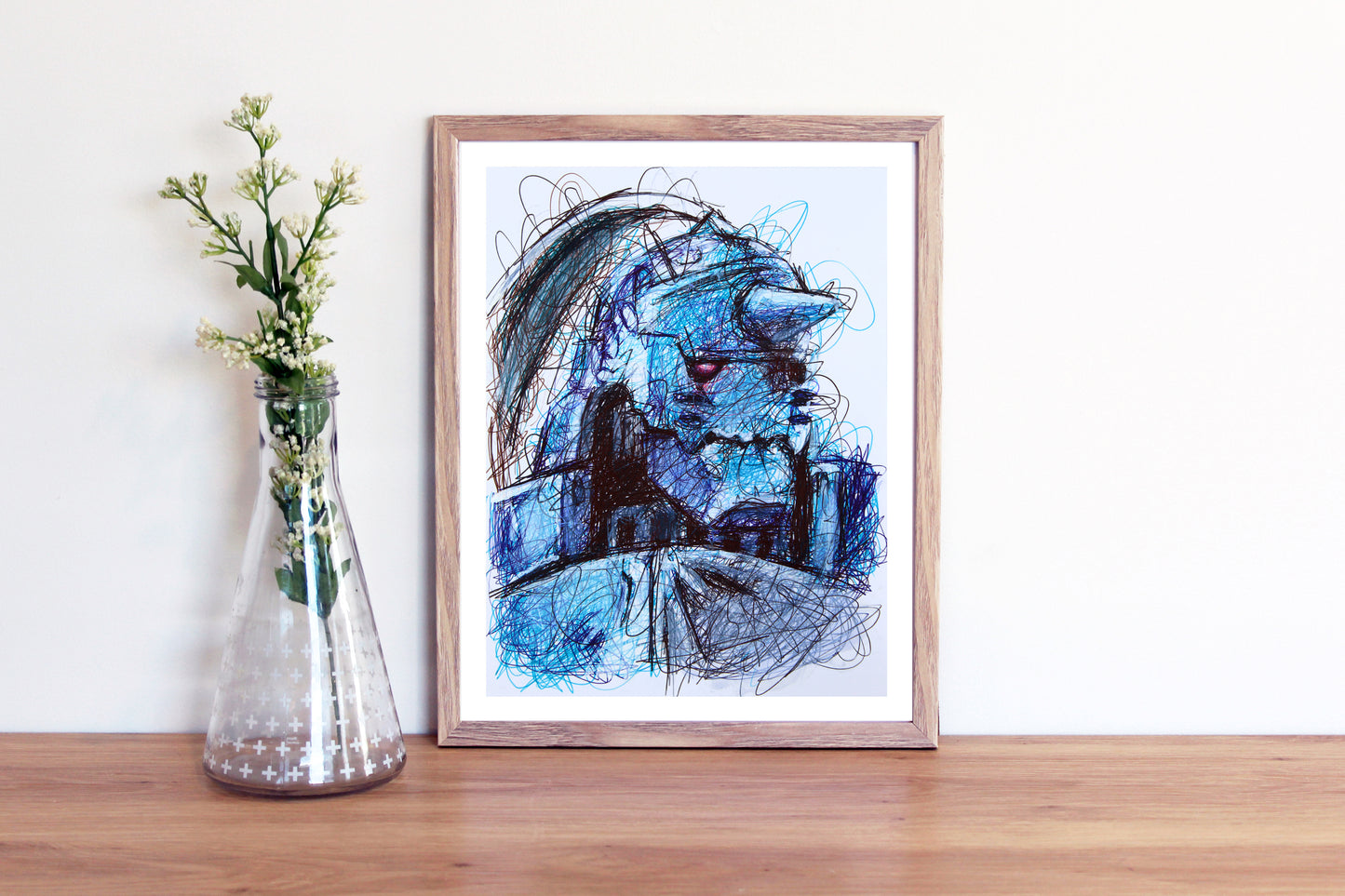 Alphonse Ballpoint Pen Scribble Art Print