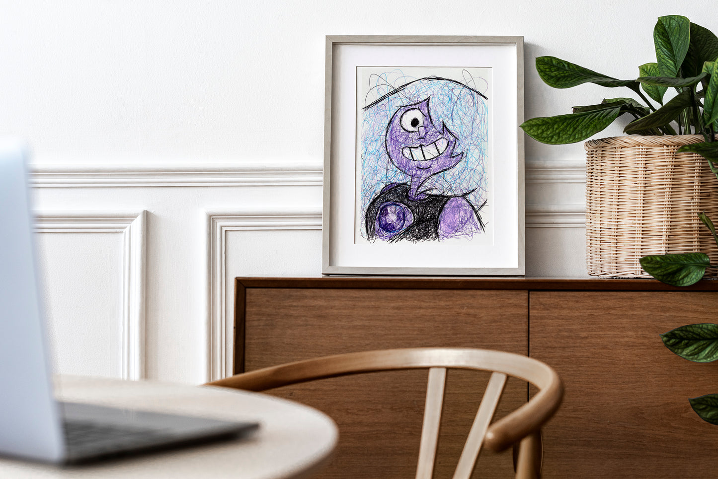 Amethyst Ballpoint Pen Scribble Art Print