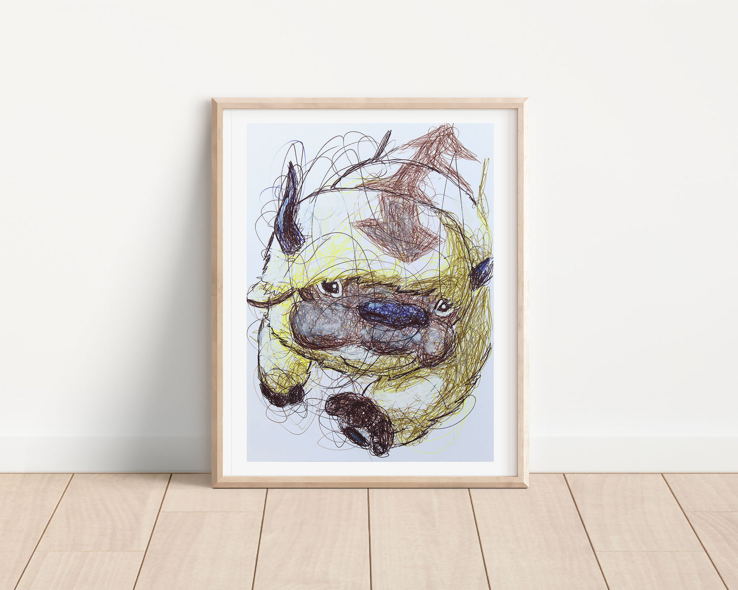 Appa Air Bison Ballpoint Pen Scribble Art Print