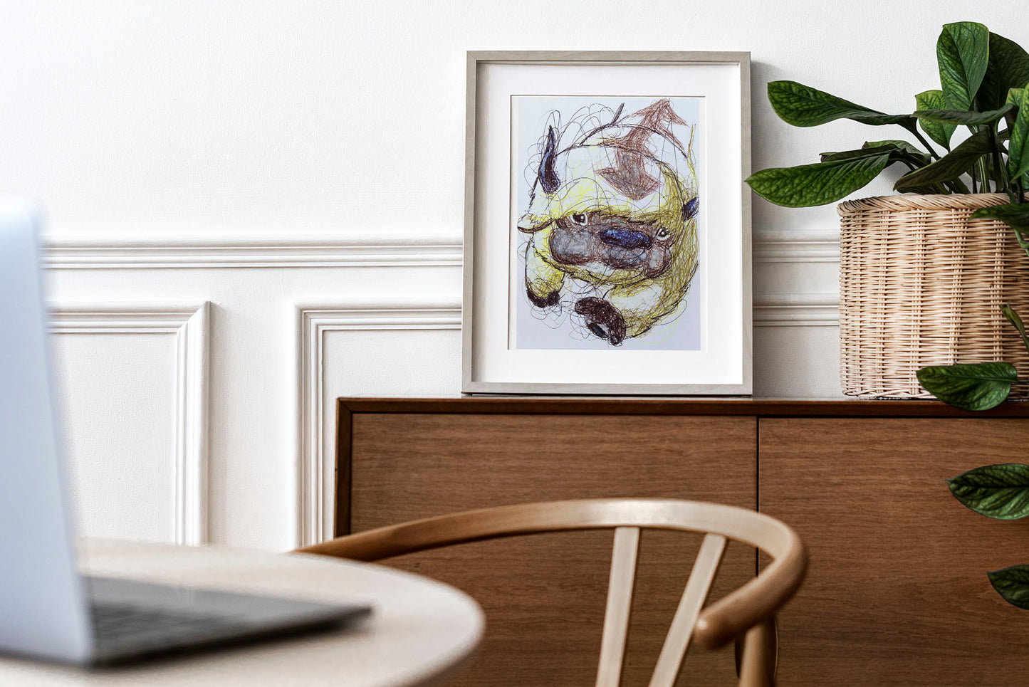 Appa Air Bison Ballpoint Pen Scribble Art Print