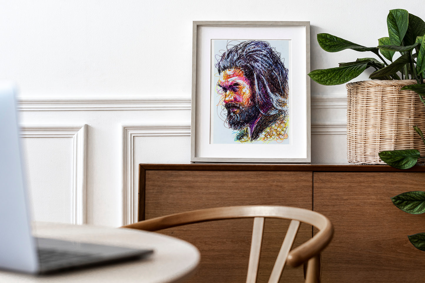Aquaman Ballpoint Pen Scribble Art Print