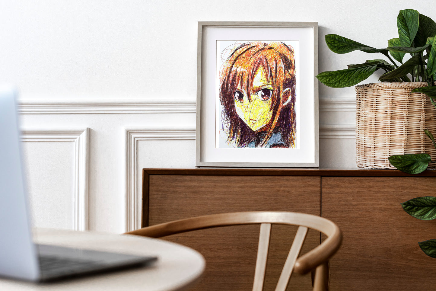 Asuna Yuuki Ballpoint Pen Scribble Art Print