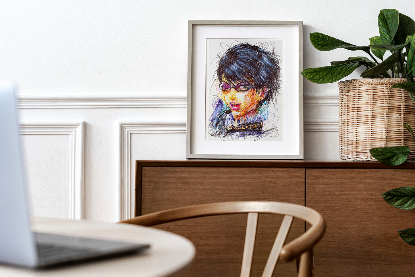 Bayonetta Ballpoint Pen Scribble Art Print