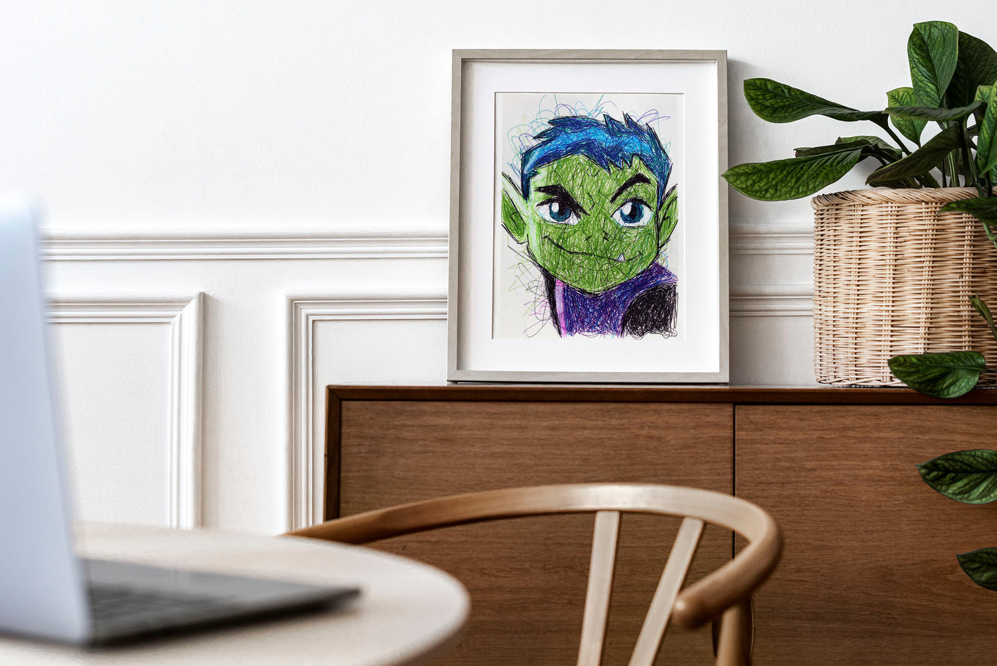Beast Boy Ballpoint Pen Scribble Art Print