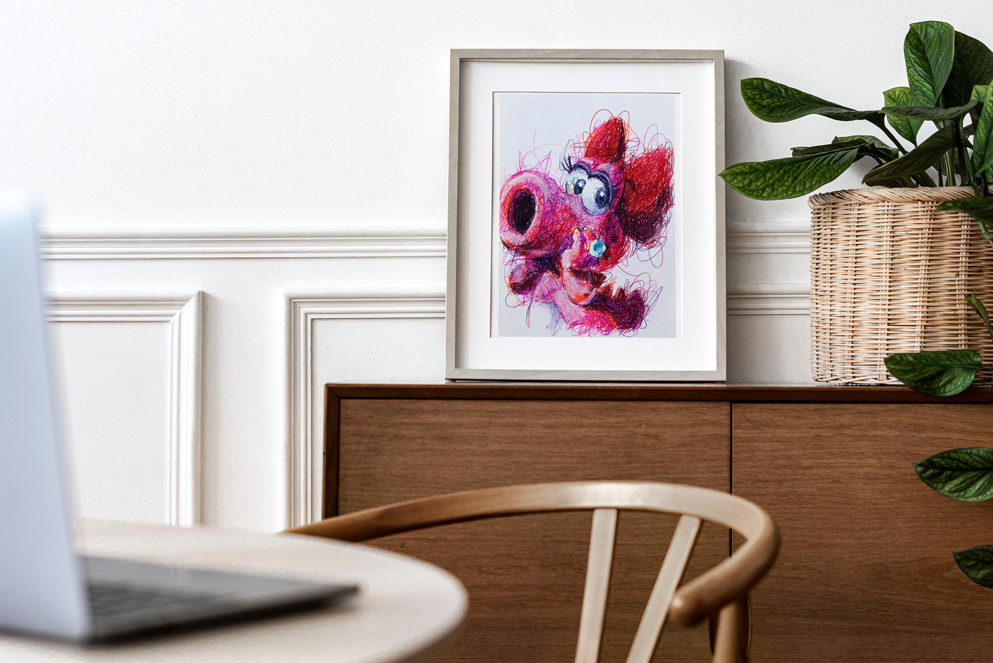 Birdo Ballpoint Pen Scribble Art Print
