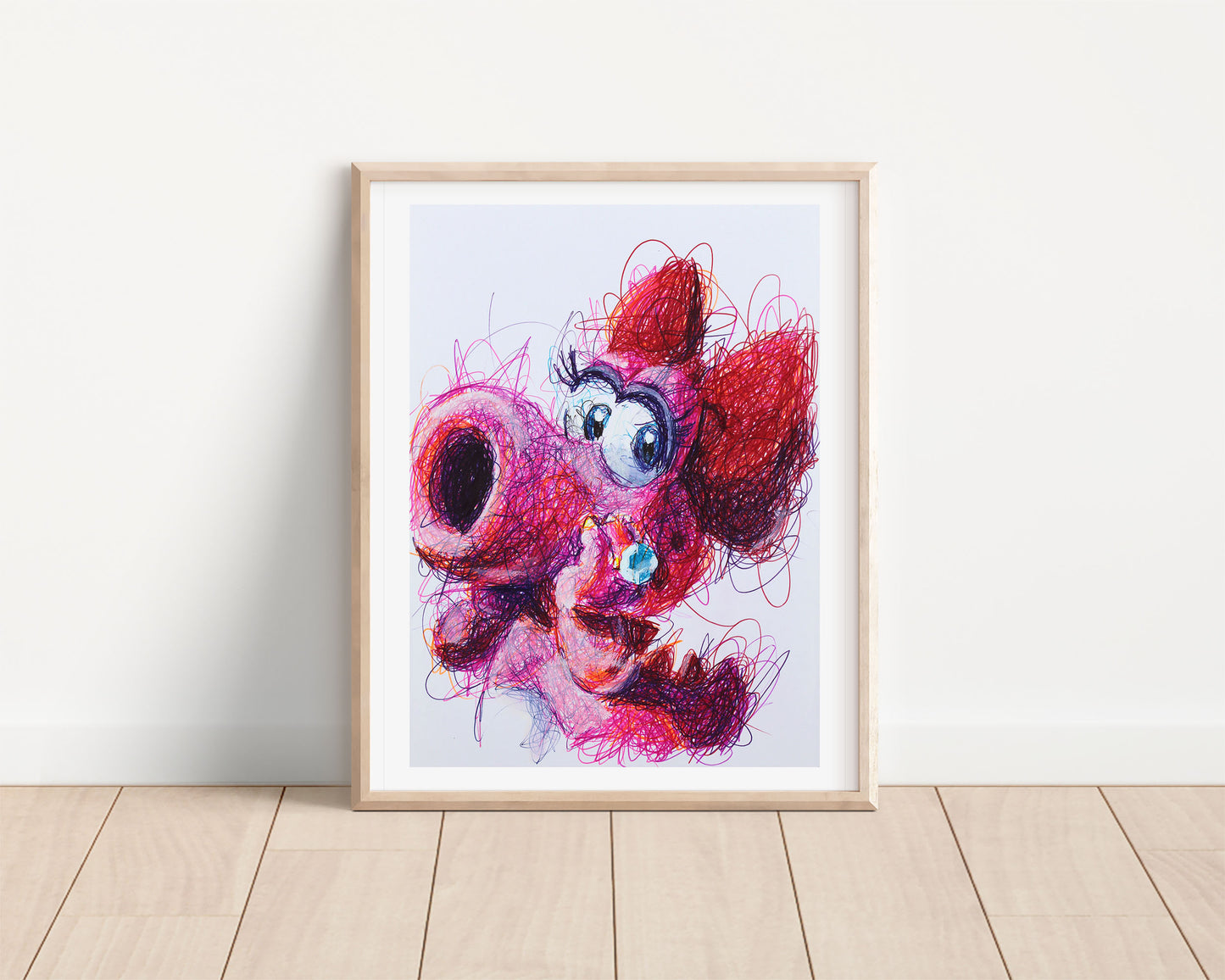 Birdo Ballpoint Pen Scribble Art Print