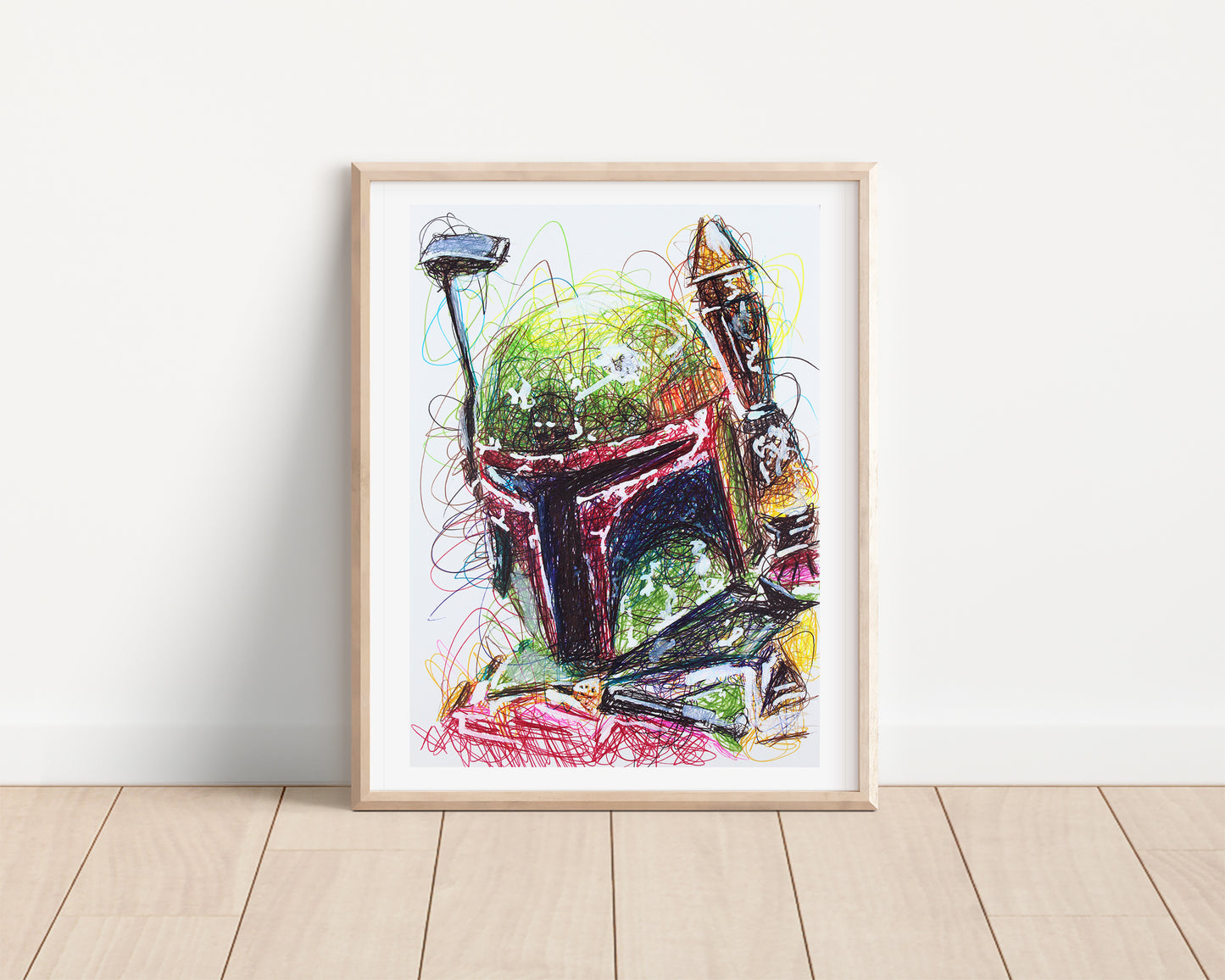 Boba Fett Ballpoint Pen Scribble Art Print