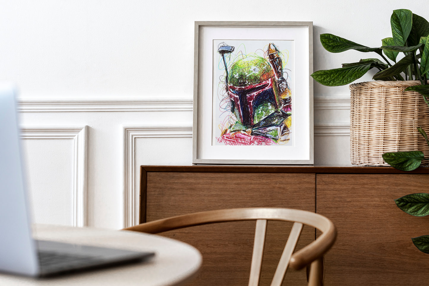 Boba Fett Ballpoint Pen Scribble Art Print