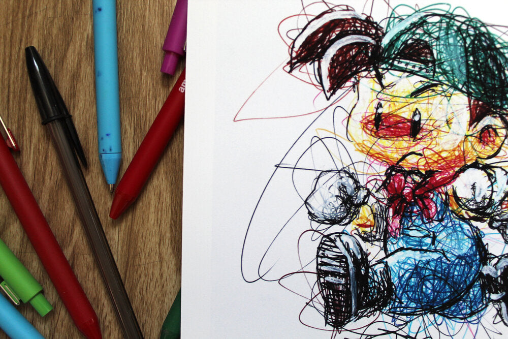 Harvest Moon Ballpoint Pen Scribble Art Print-Cody James by Cody