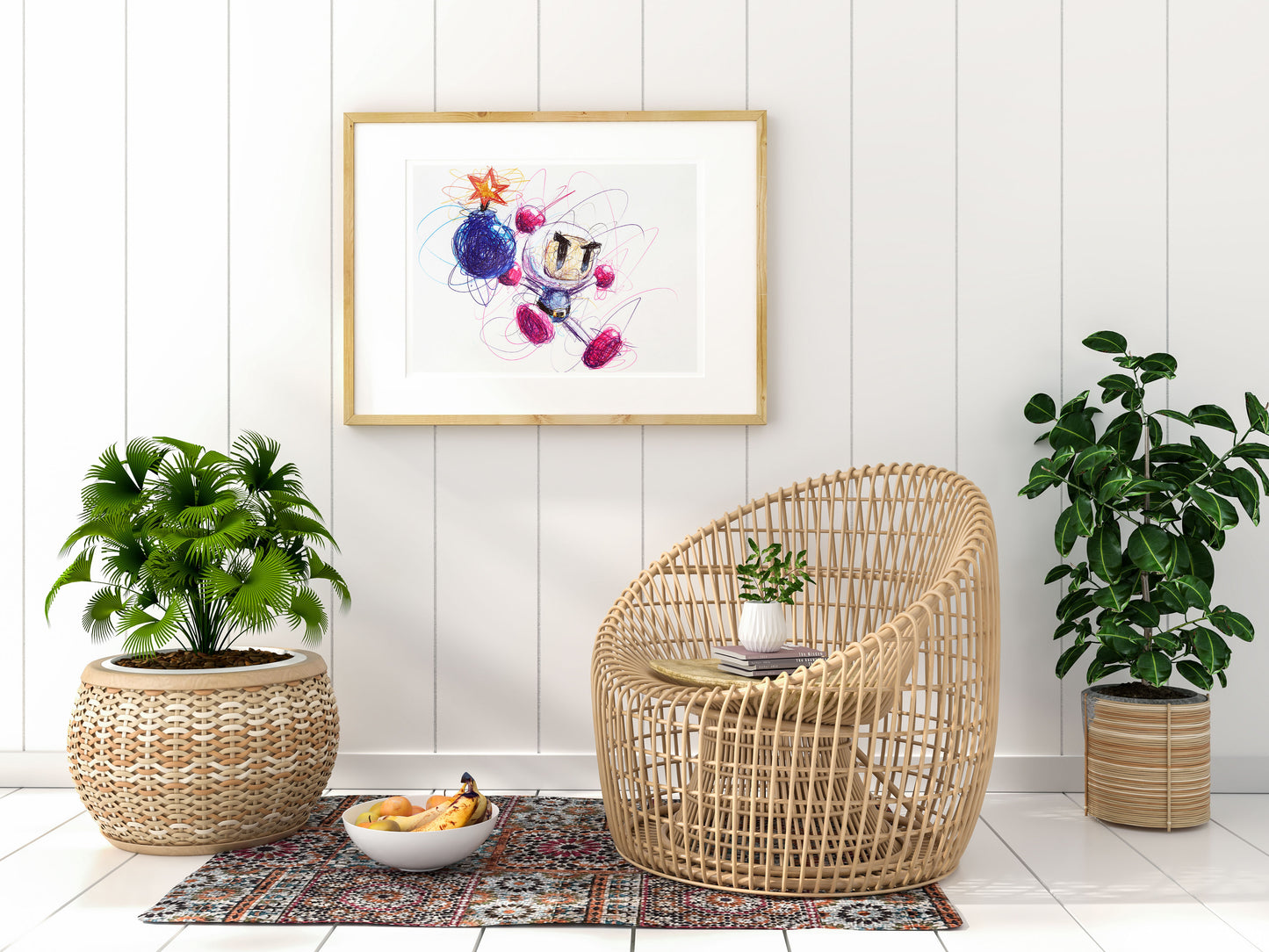 Bomberman Ballpoint Pen Scribble Art Print