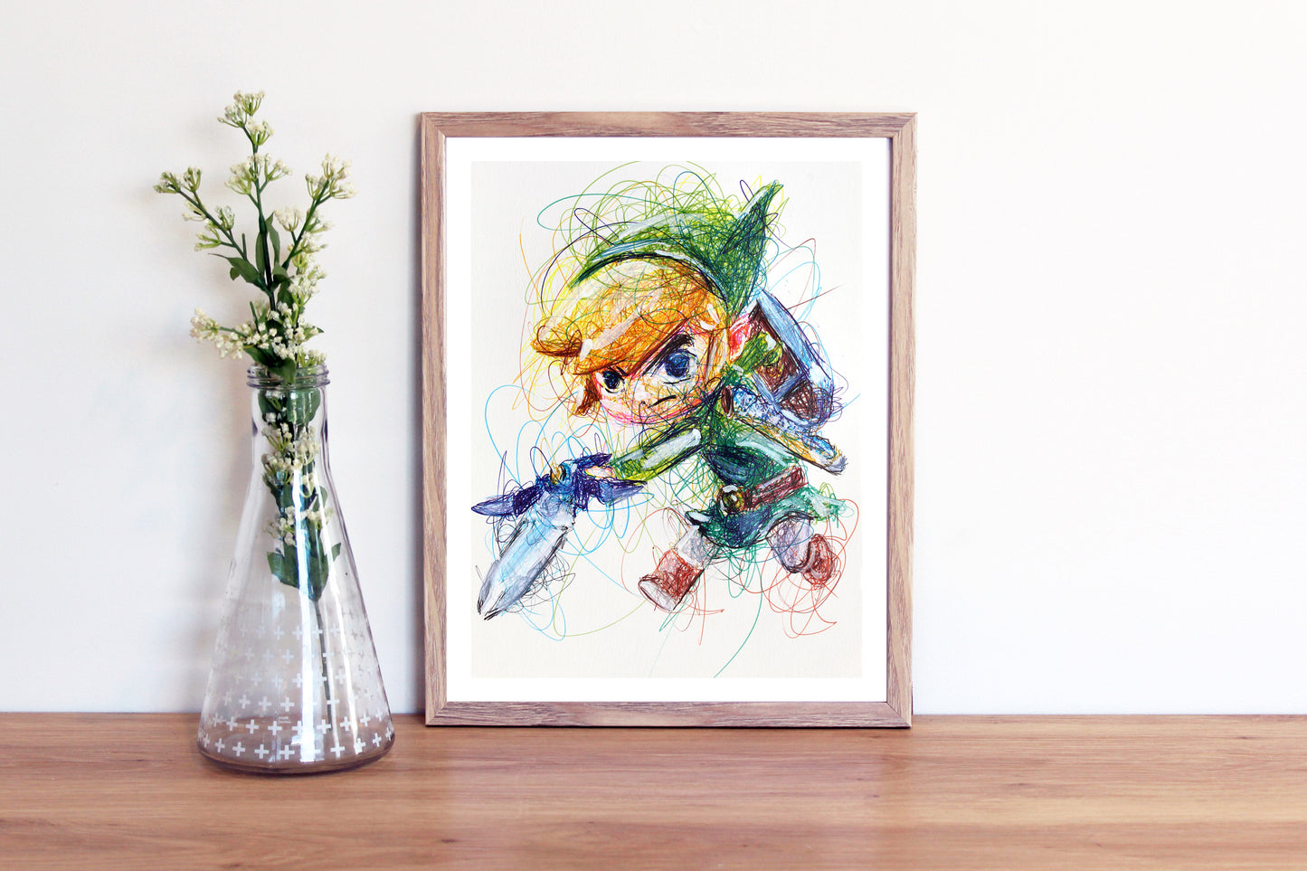 Cartoon Link Ballpoint Pen Scribble Art Print