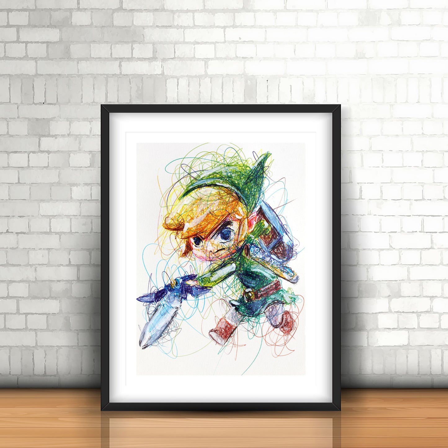 Cartoon Link Ballpoint Pen Scribble Art Print