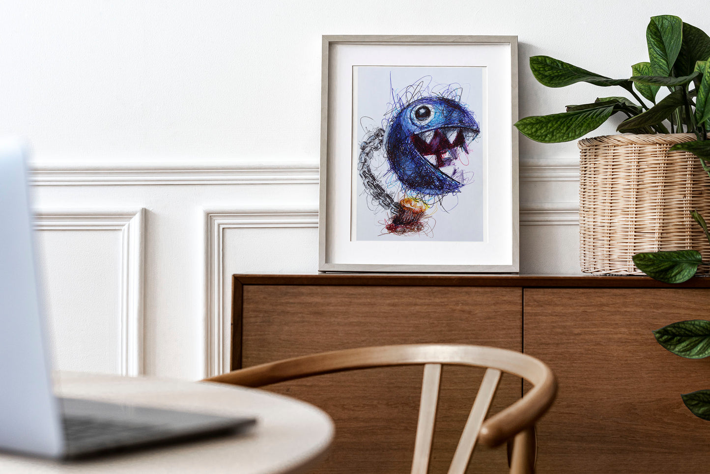 Chain Chomp Ballpoint Pen Scribble Art Print