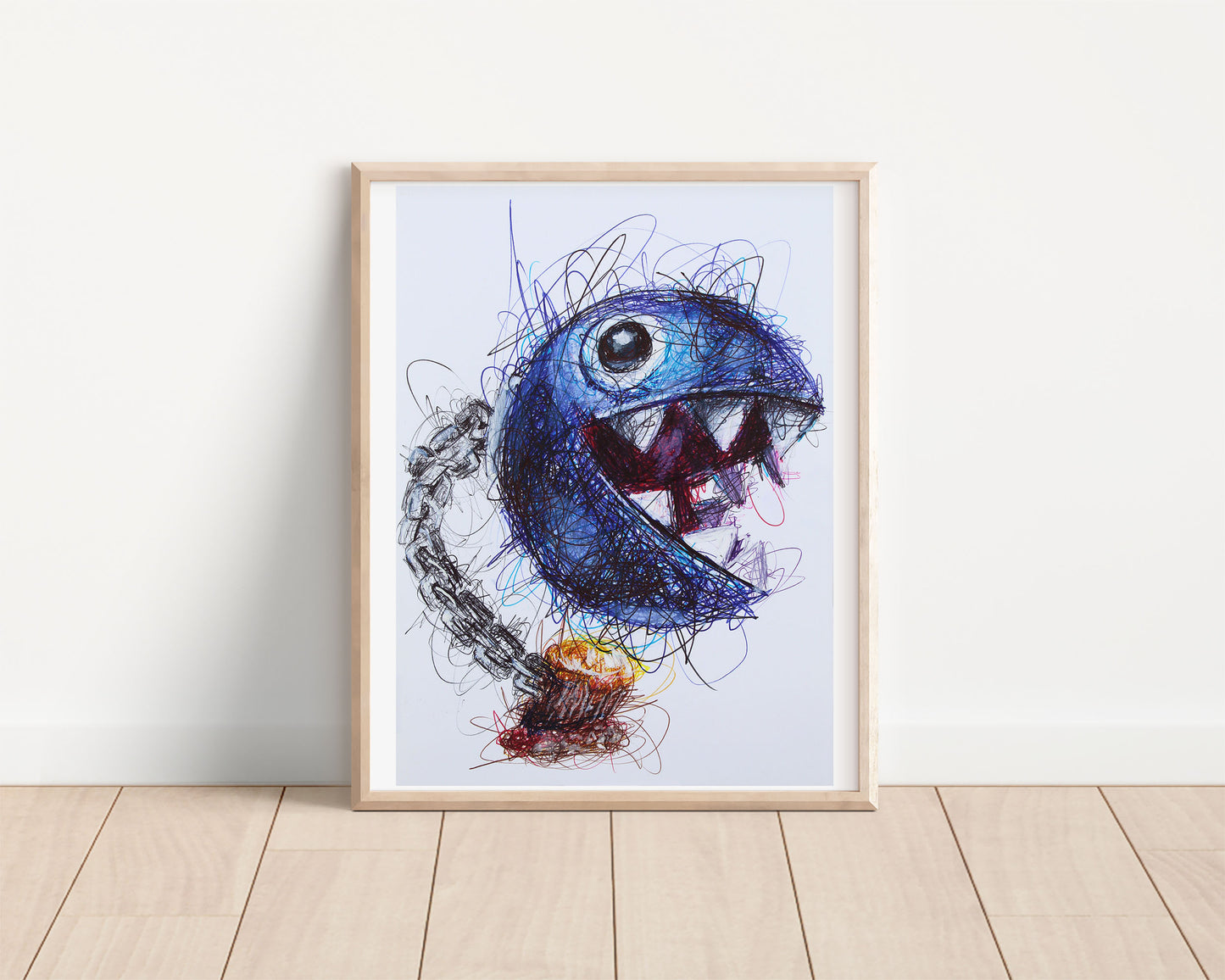 Chain Chomp Ballpoint Pen Scribble Art Print