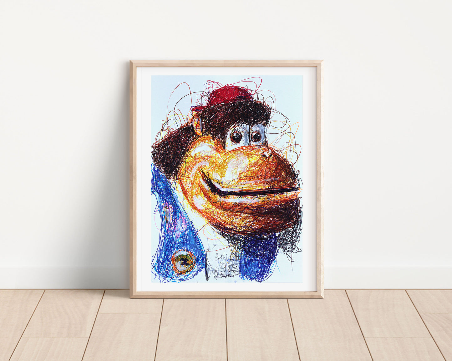 Chunky Kong Ballpoint Pen Scribble Art Print
