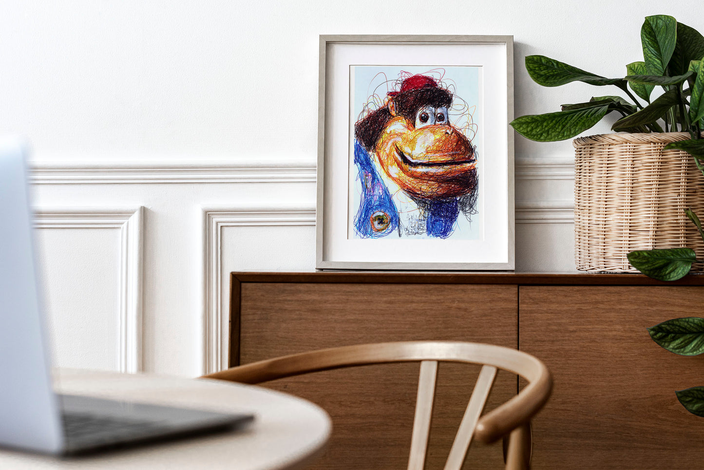 Chunky Kong Ballpoint Pen Scribble Art Print