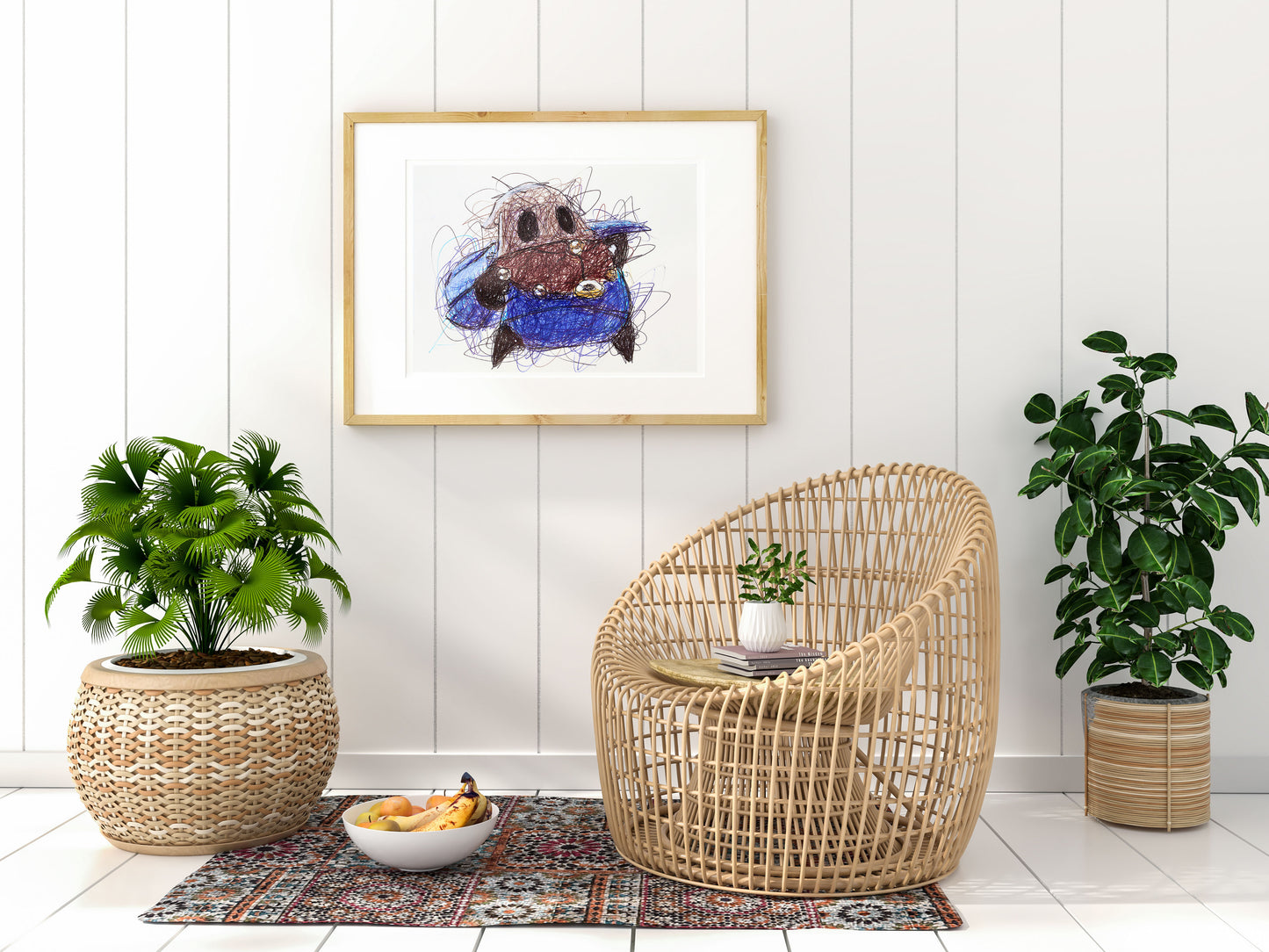 Cloth Ballpoint Pen Scribble Art Print