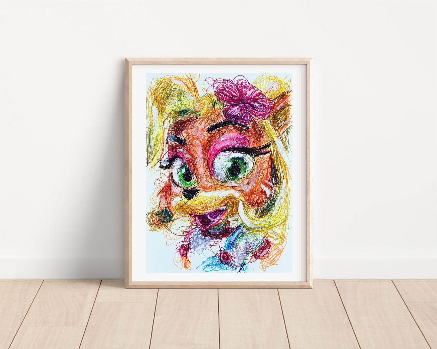 Coco Bandicoot Ballpoint Pen Scribble Art Print