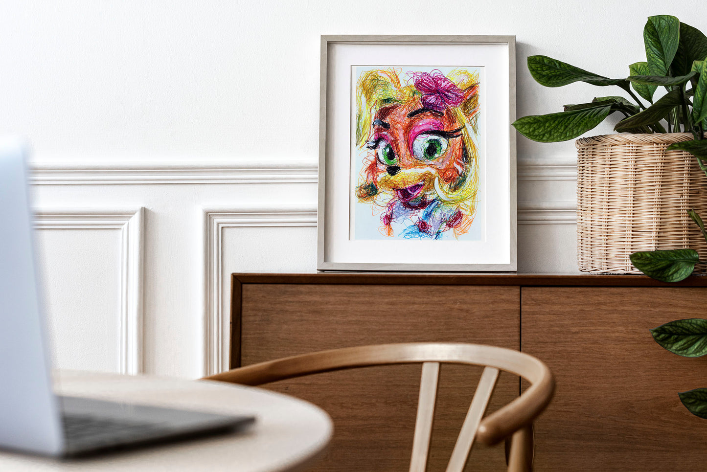 Coco Bandicoot Ballpoint Pen Scribble Art Print