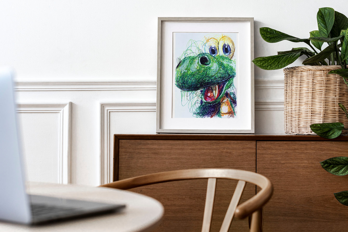 Croc Ballpoint Pen Scribble Art Print