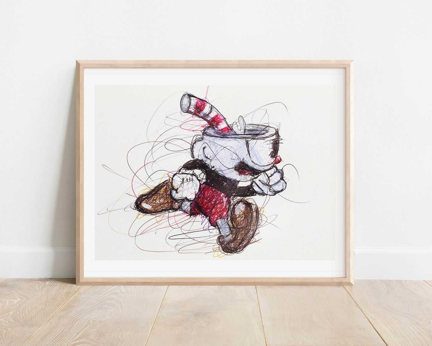 Cuphead Ballpoint Pen Scribble Art Print