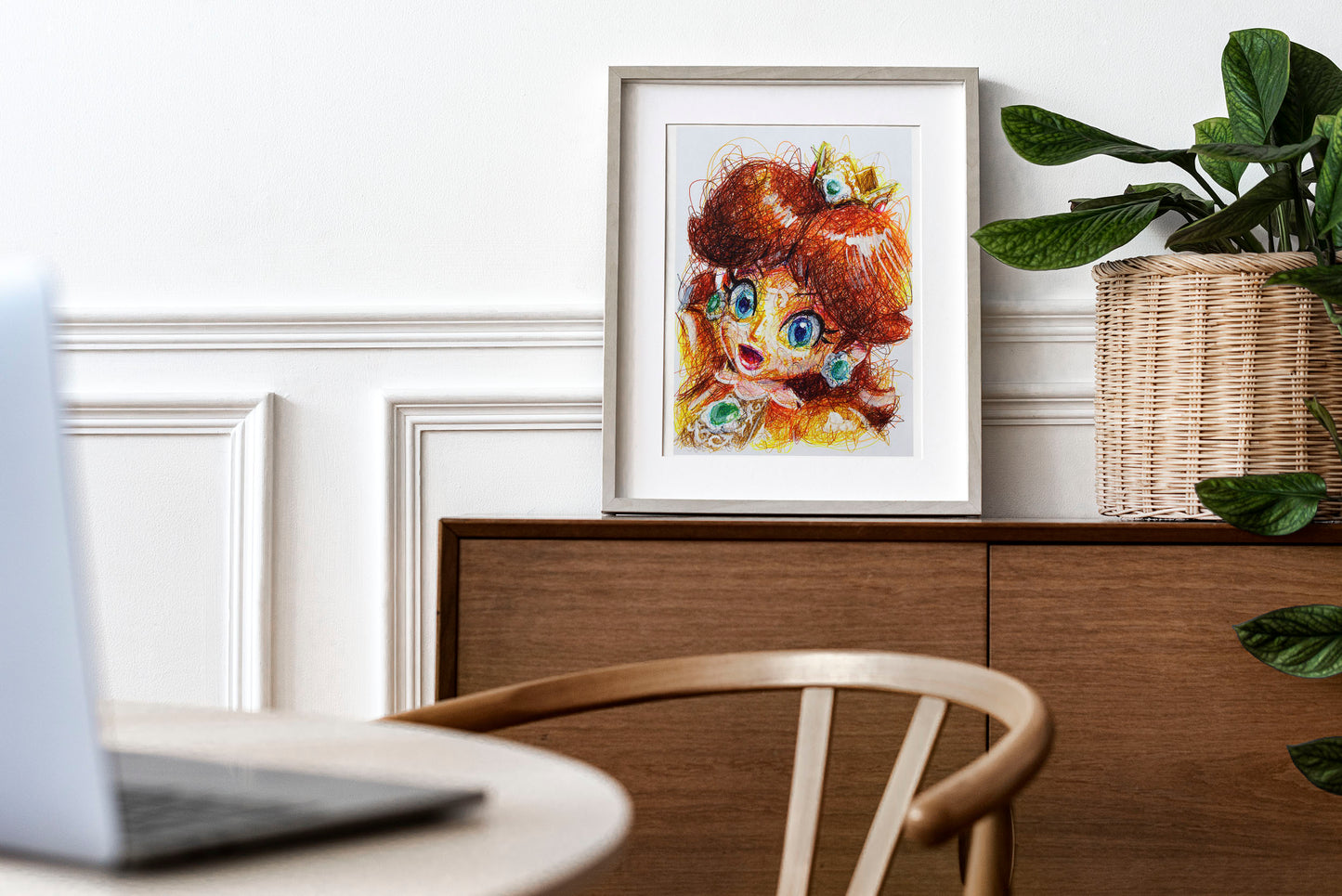 Daisy Ballpoint Pen Scribble Art Print
