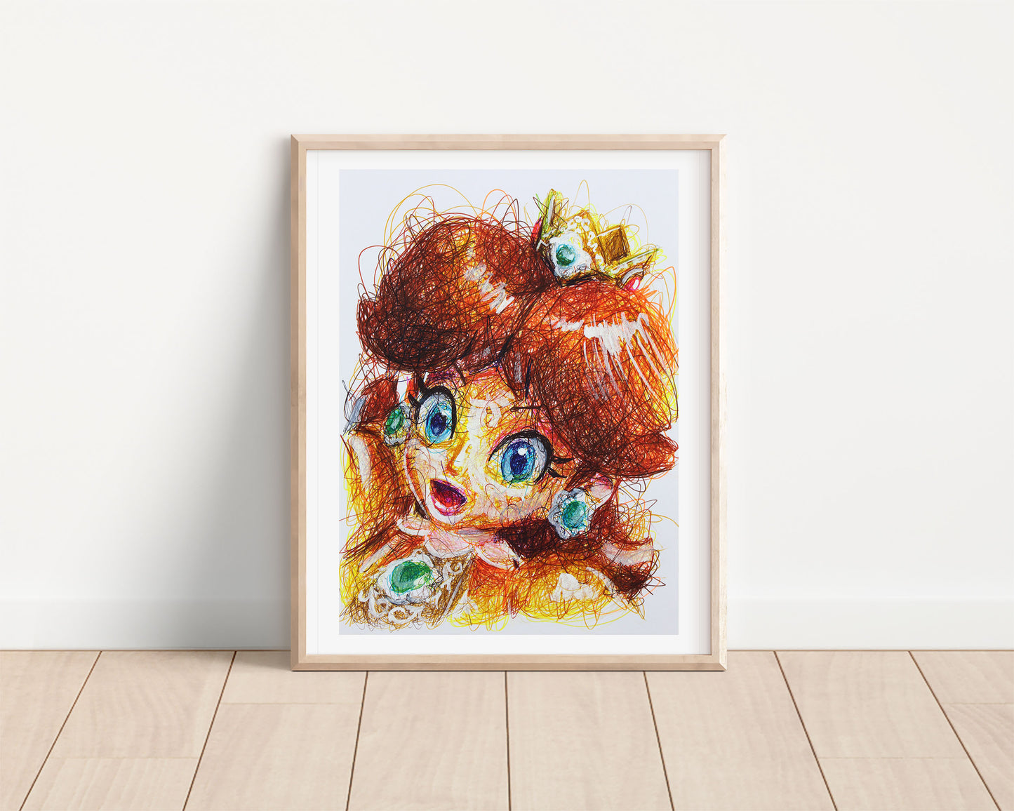 Daisy Ballpoint Pen Scribble Art Print