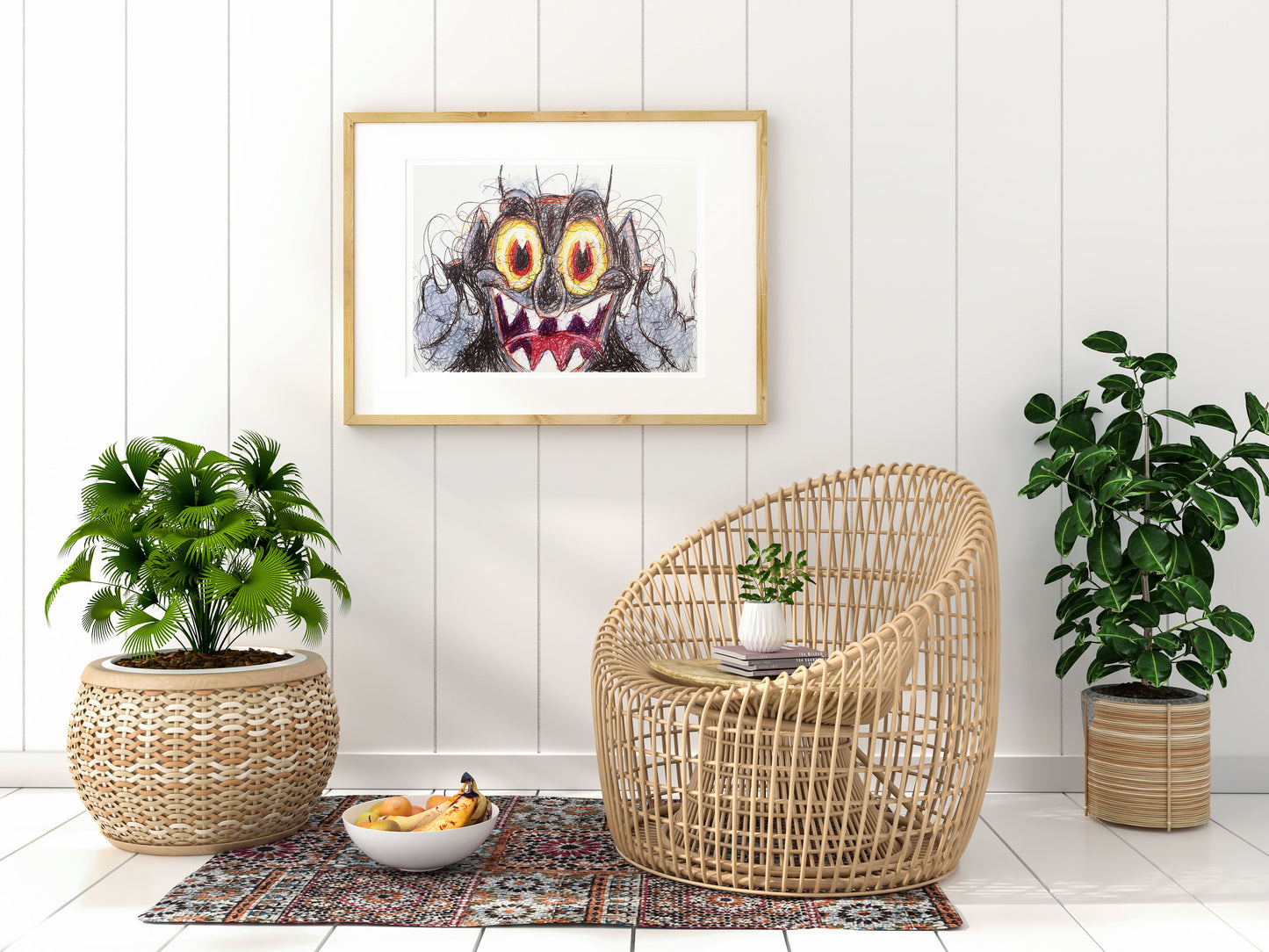 Devil Ballpoint Pen Scribble Art Print