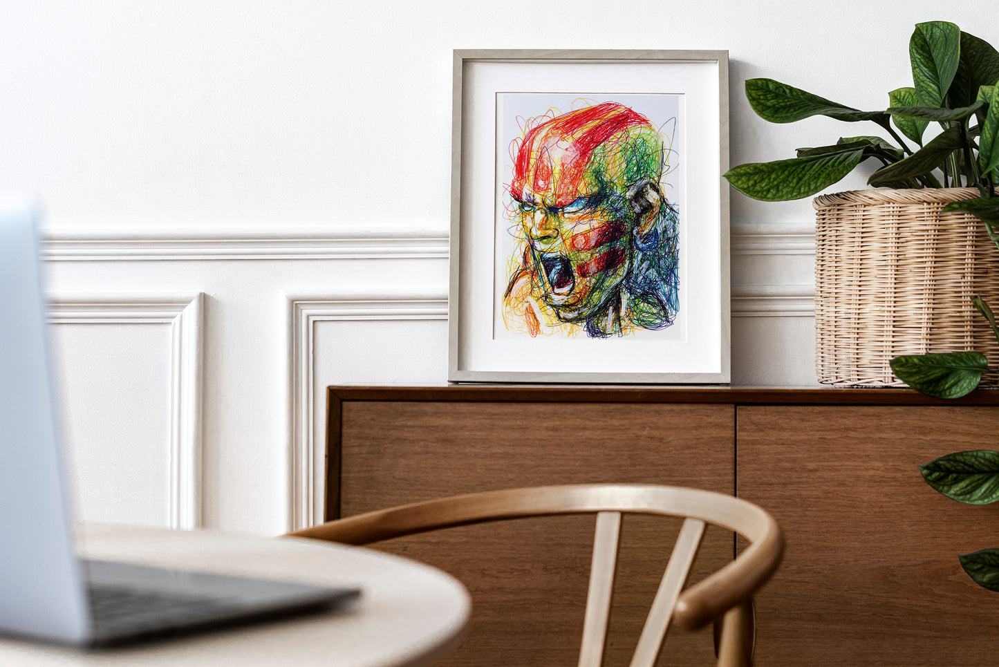 Dhalsim Ballpoint Pen Scribble Art Print