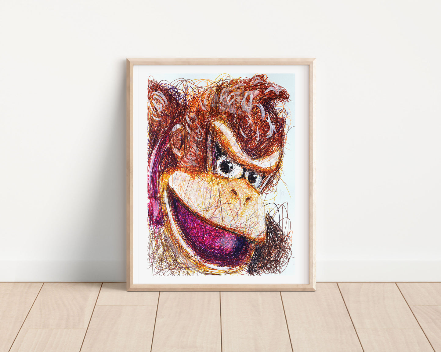 Donkey Kong Ballpoint Pen Scribble Art Print
