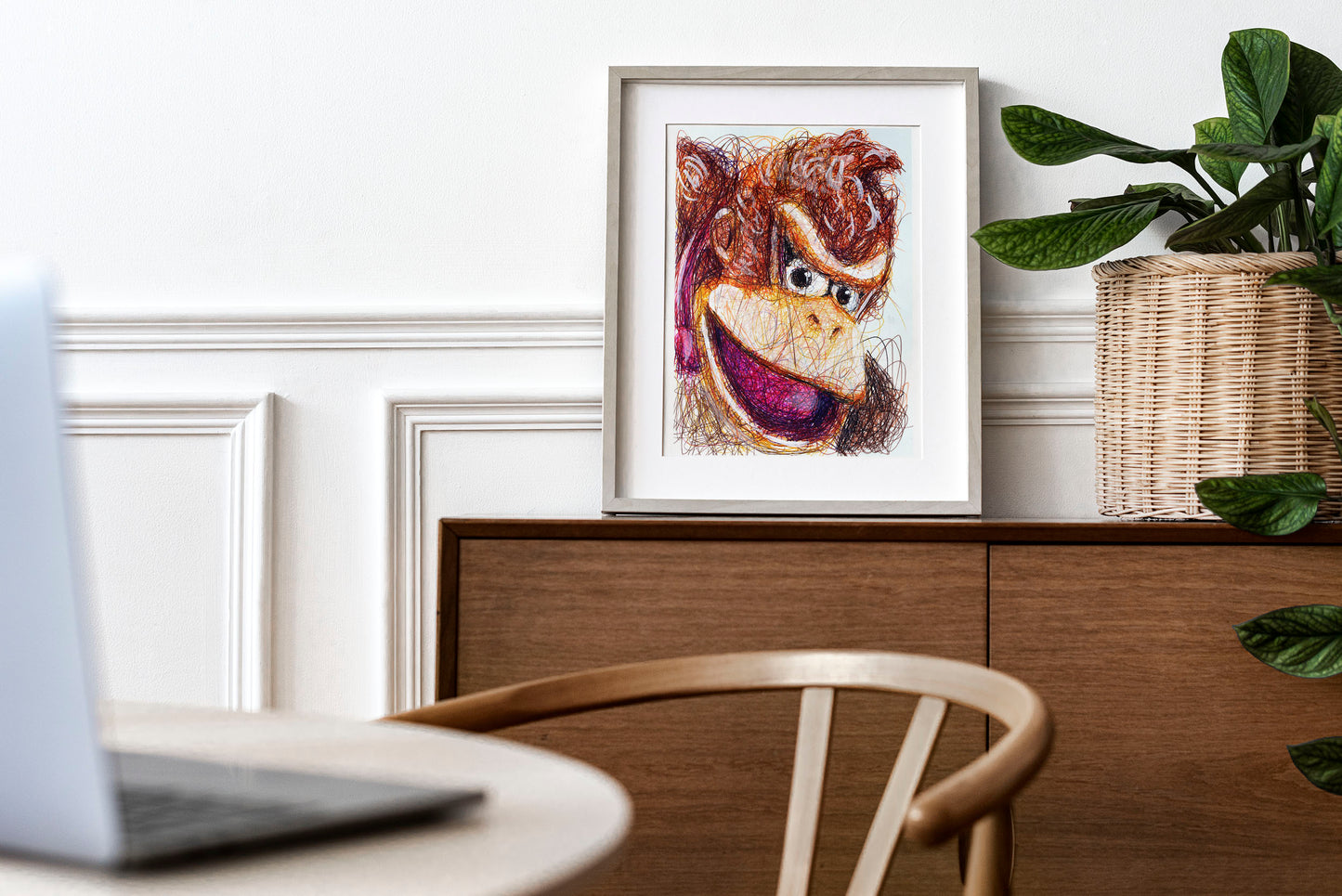 Donkey Kong Ballpoint Pen Scribble Art Print