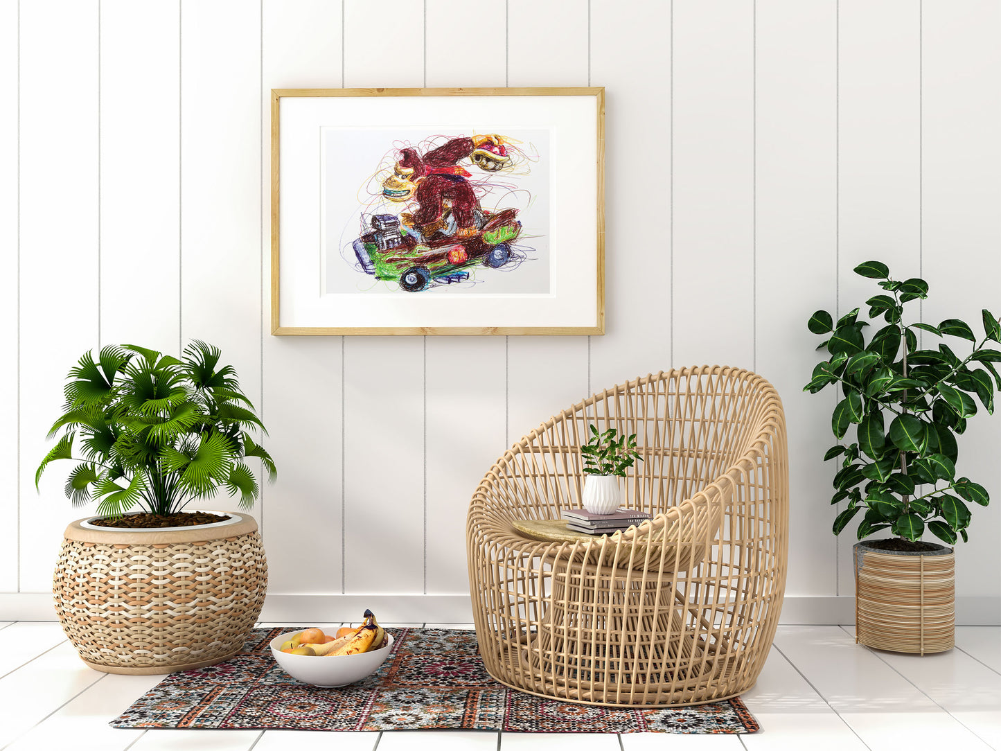 Donkey Kong Kart Ballpoint Pen Scribble Art Print
