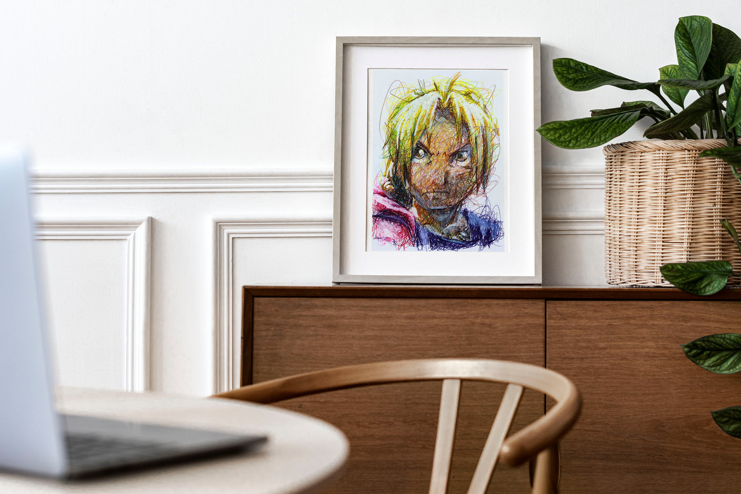 Edward Ballpoint Pen Scribble Art Print