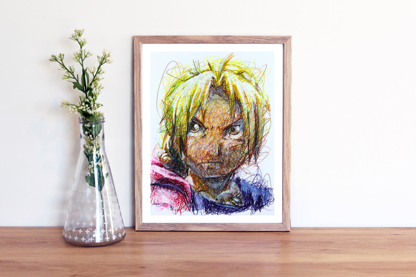 Edward Ballpoint Pen Scribble Art Print