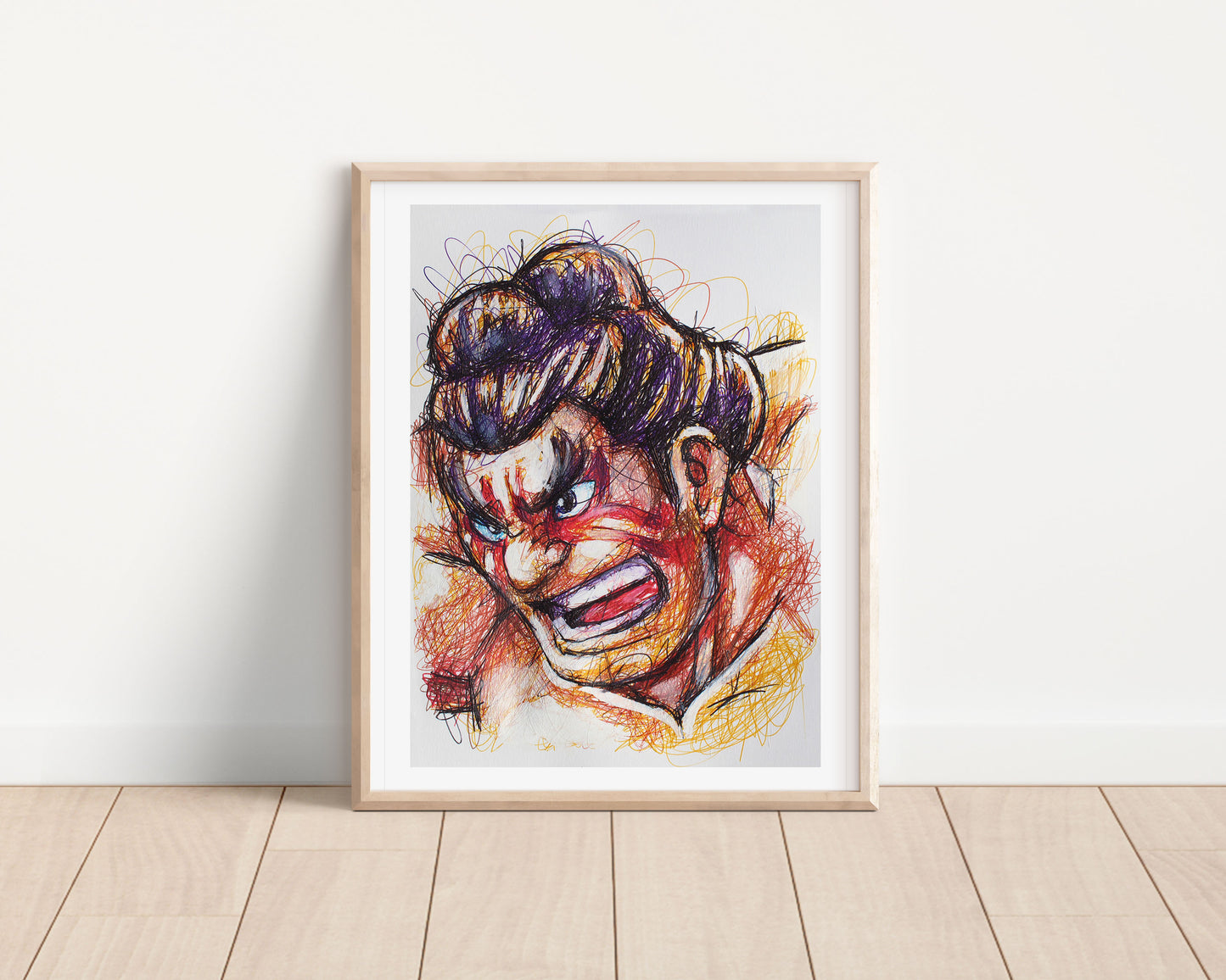 E. Honda Ballpoint Pen Scribble Art Print