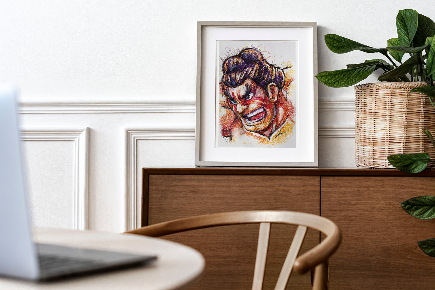 E. Honda Ballpoint Pen Scribble Art Print