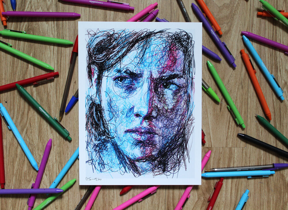 Scribble Color Pen Portraits  Ink pen art, Pen art drawings, Ballpoint pen  art