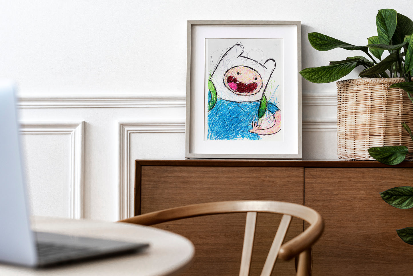 Finn the Human Ballpoint Pen Scribble Art Print
