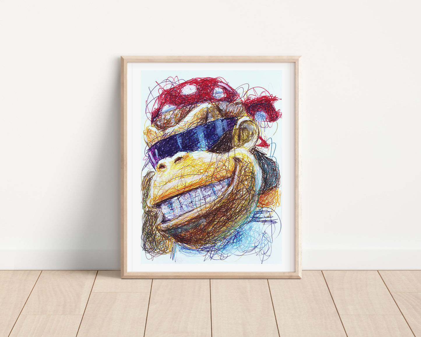 Funky Kong Ballpoint Pen Scribble Art Print