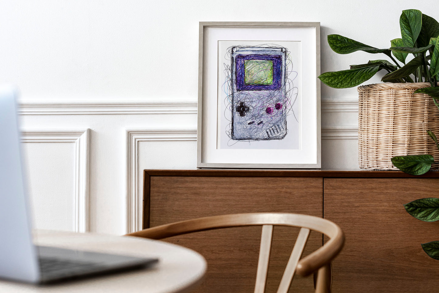 Gameboy Ballpoint Pen Scribble Art Print