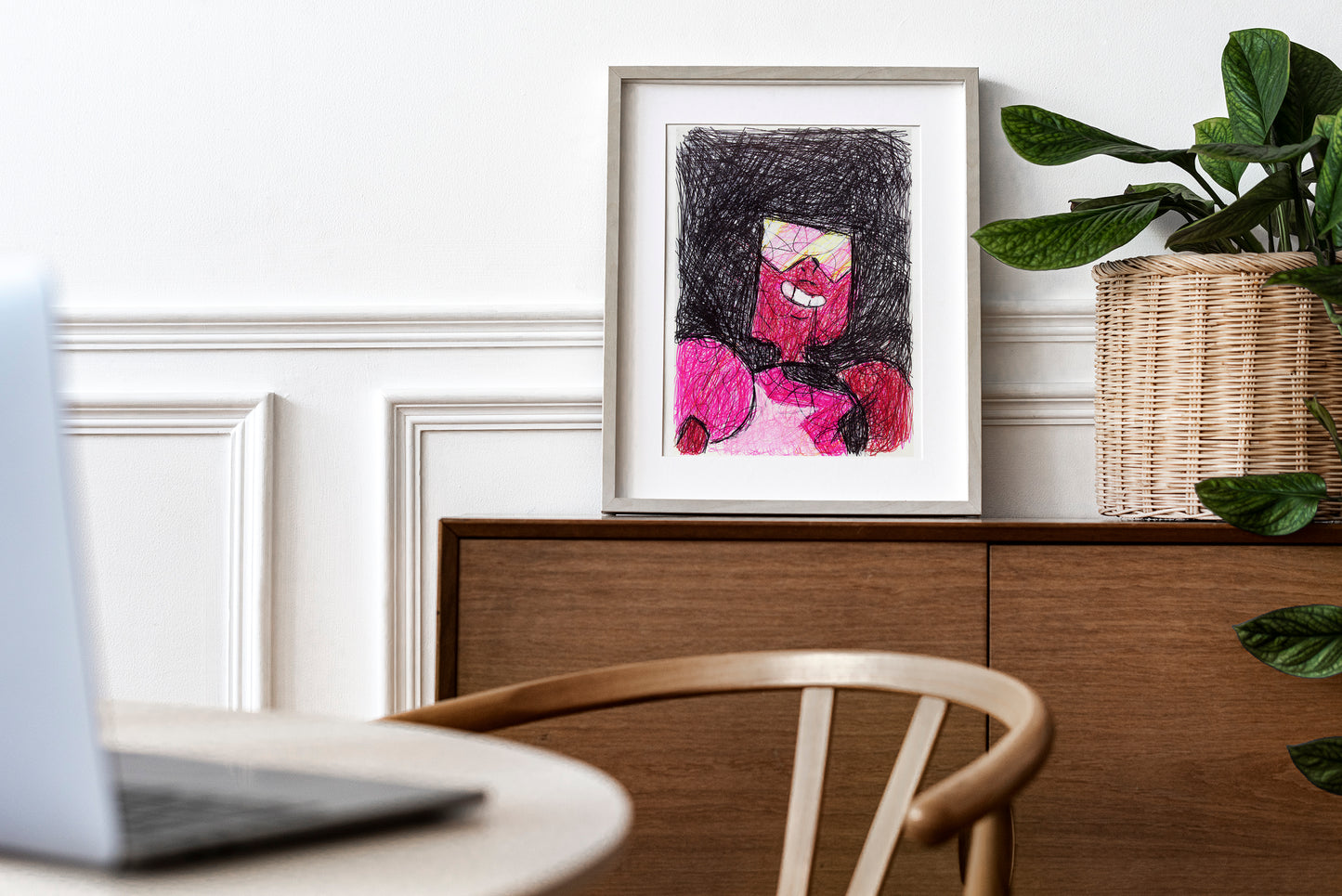 Garnet Ballpoint Pen Scribble Art Print