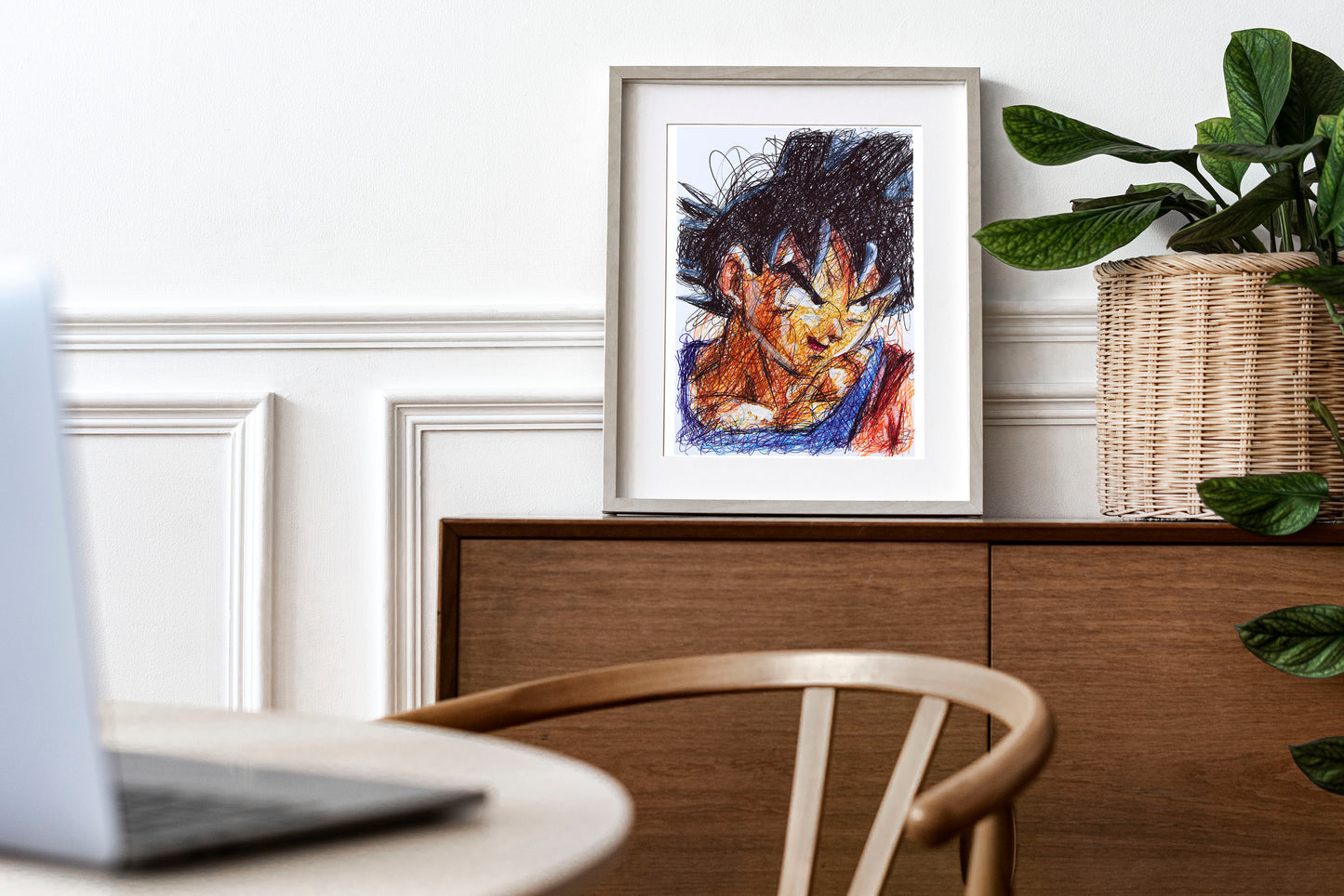 Goku Ballpoint Pen Scribble Art Print