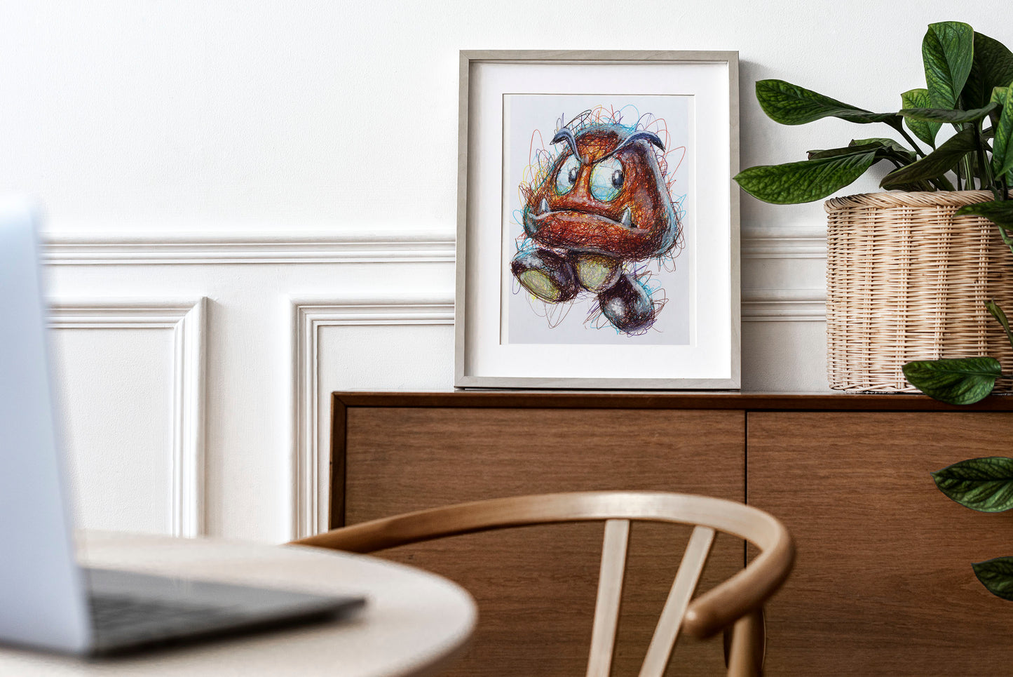 Goomba Ballpoint Pen Scribble Art Print